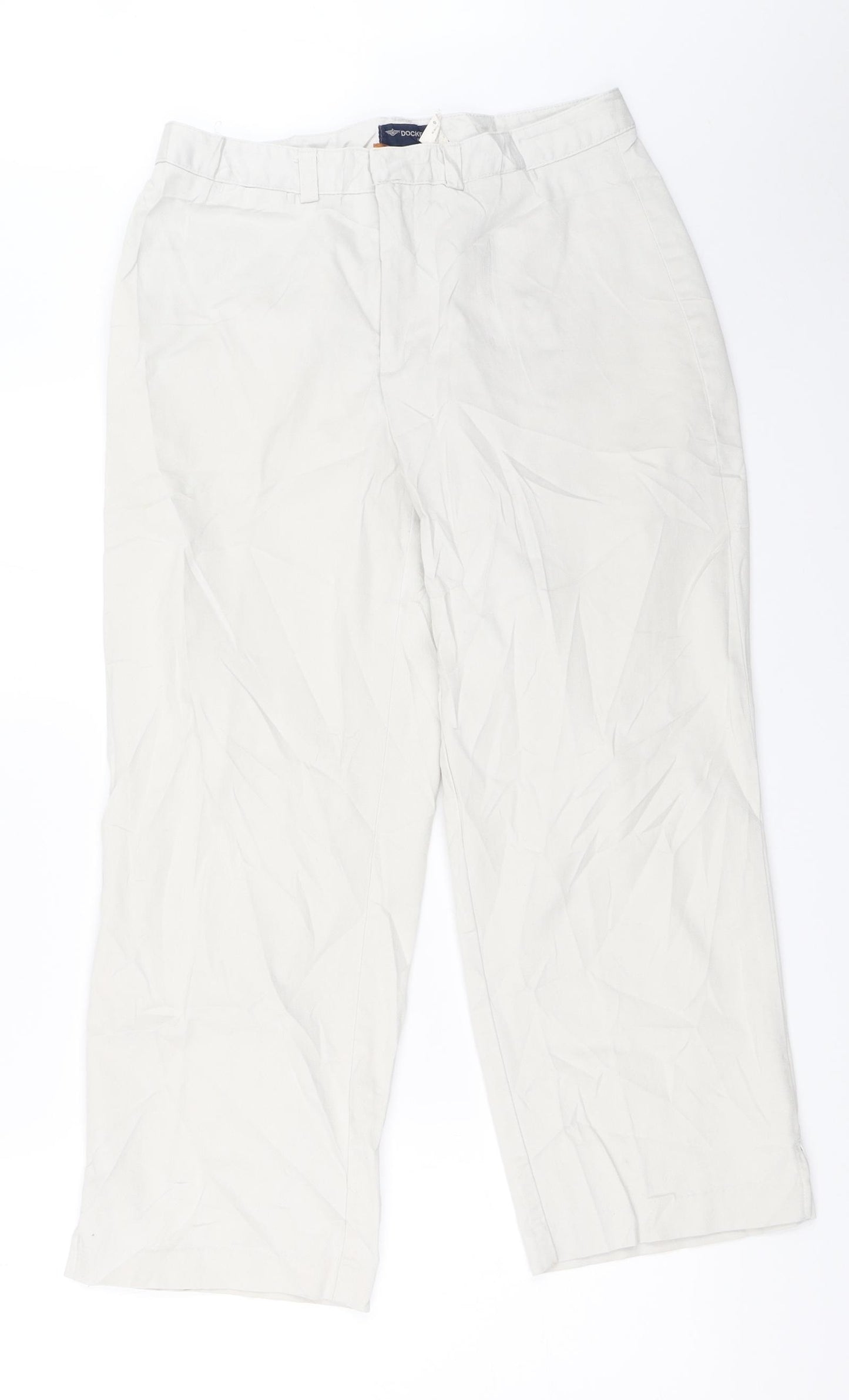 DOCKERS Womens Ivory   Cropped Trousers Size 6 L23 in