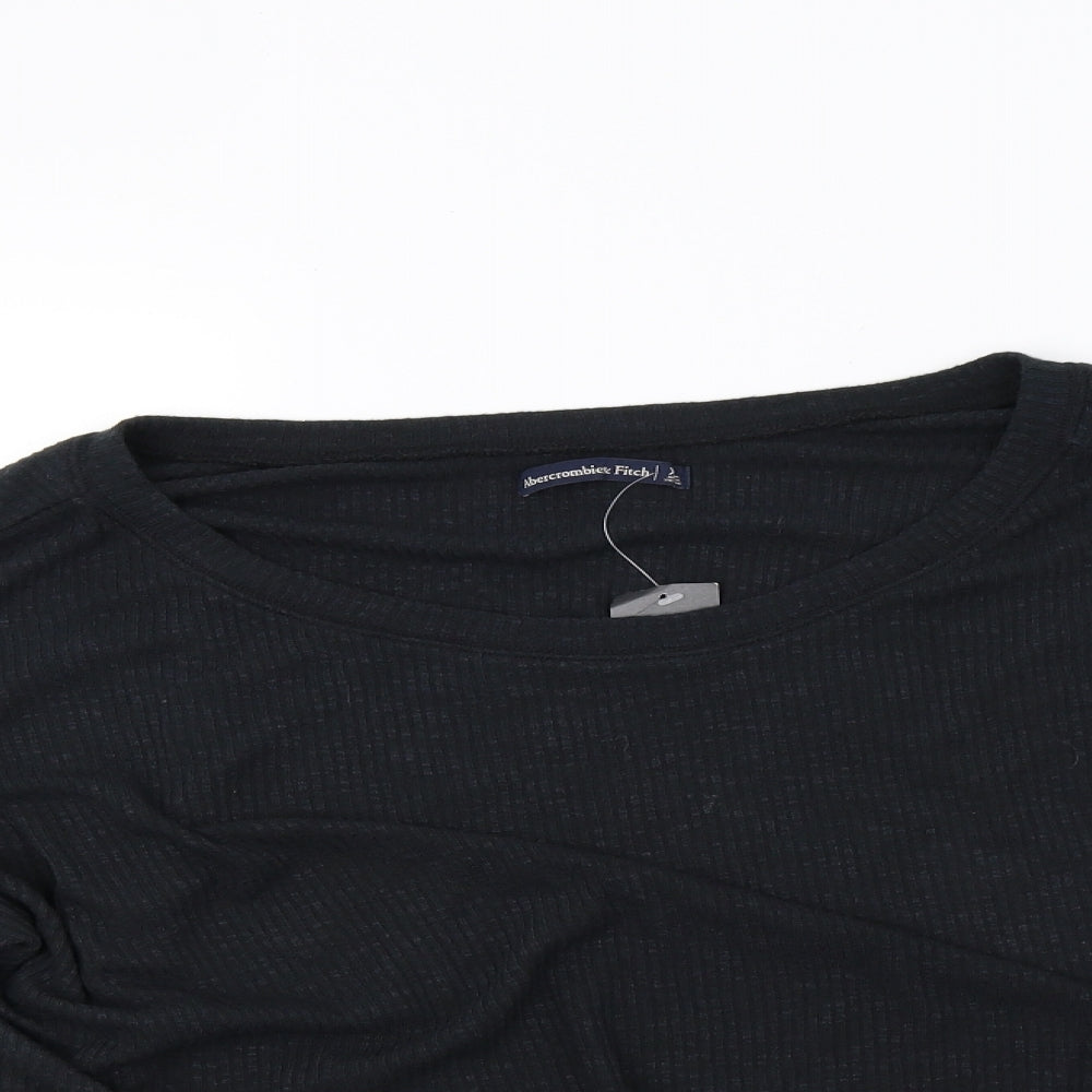 Abercrombie & Fitch Womens Black  Knit Pullover Sweatshirt Size XL  - cropped
