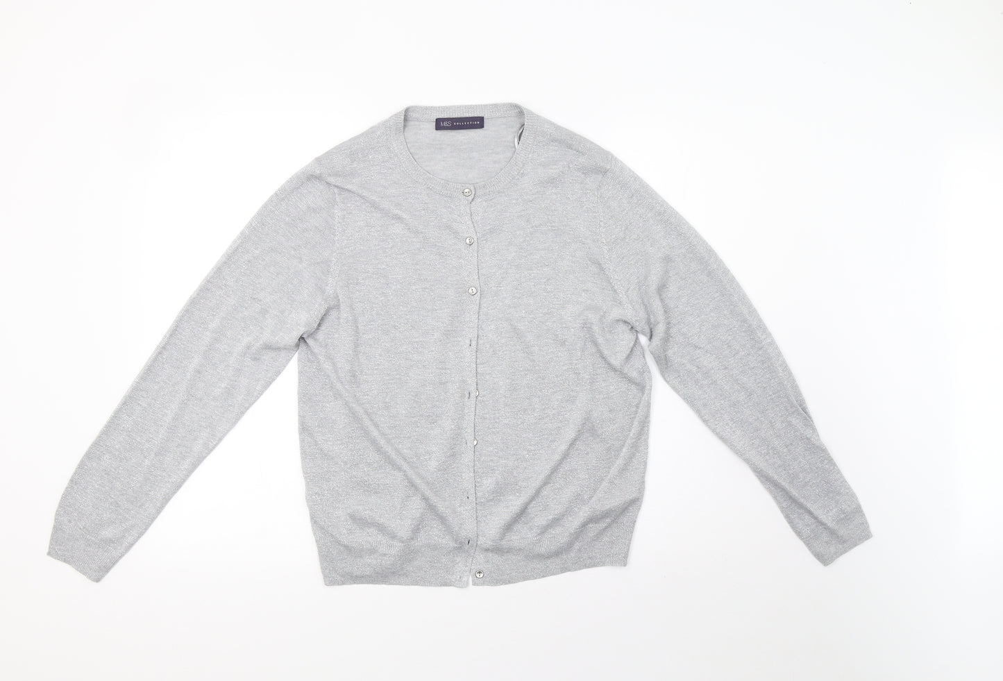 Marks and Spencer Womens Silver   Cardigan Jumper Size 18
