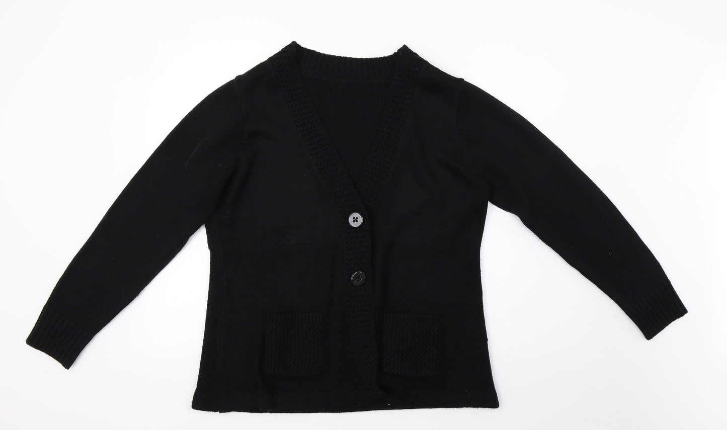 note Womens Black  Knit Cardigan Jumper Size 14