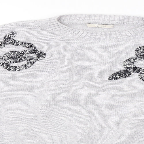 saisnburys Womens Grey  Knit Pullover Sweatshirt Size 12