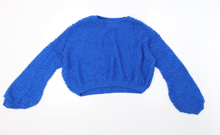 Primark Womens Blue  Knit Pullover Sweatshirt Size 12  - cropped