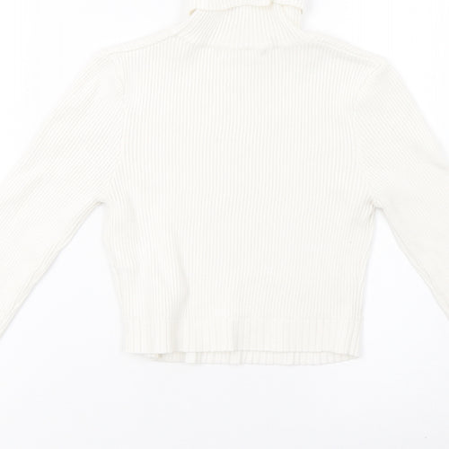 Missguided Womens White  Knit Pullover Sweatshirt Size 8  - cropped