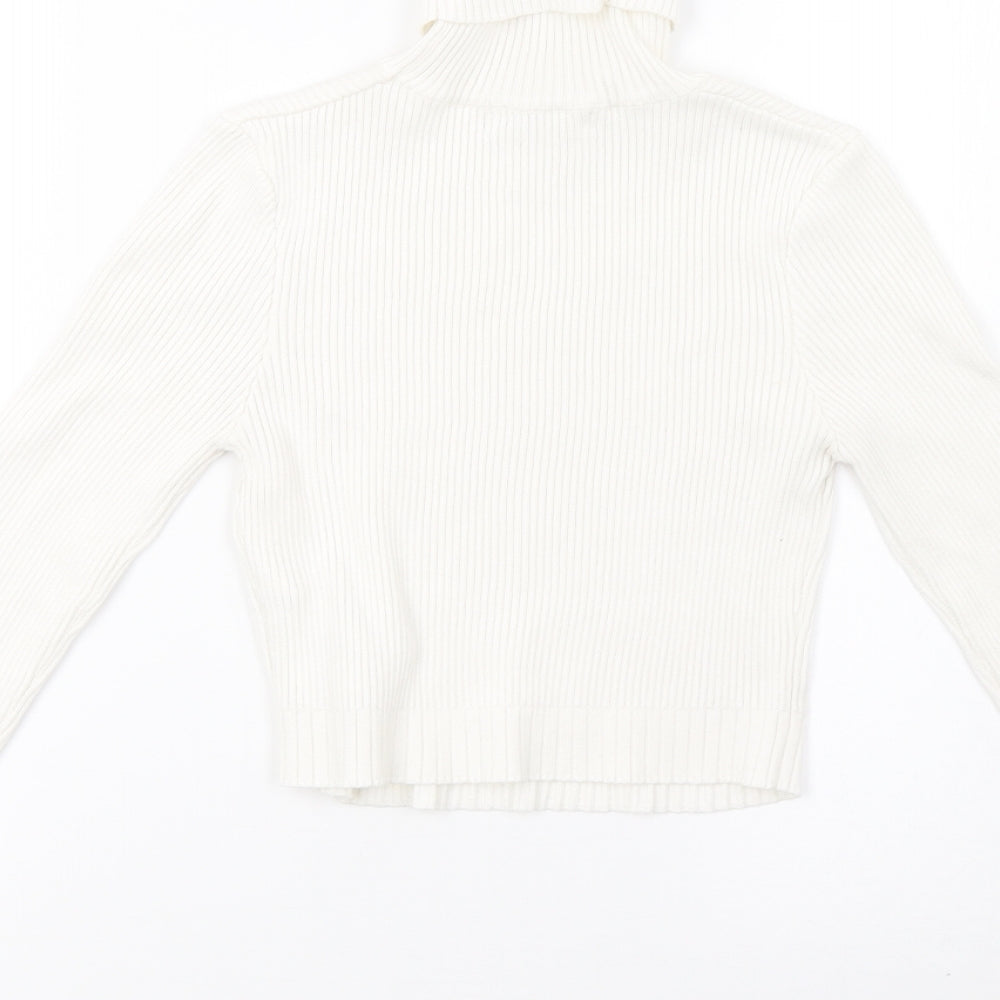 Missguided Womens White  Knit Pullover Sweatshirt Size 8  - cropped