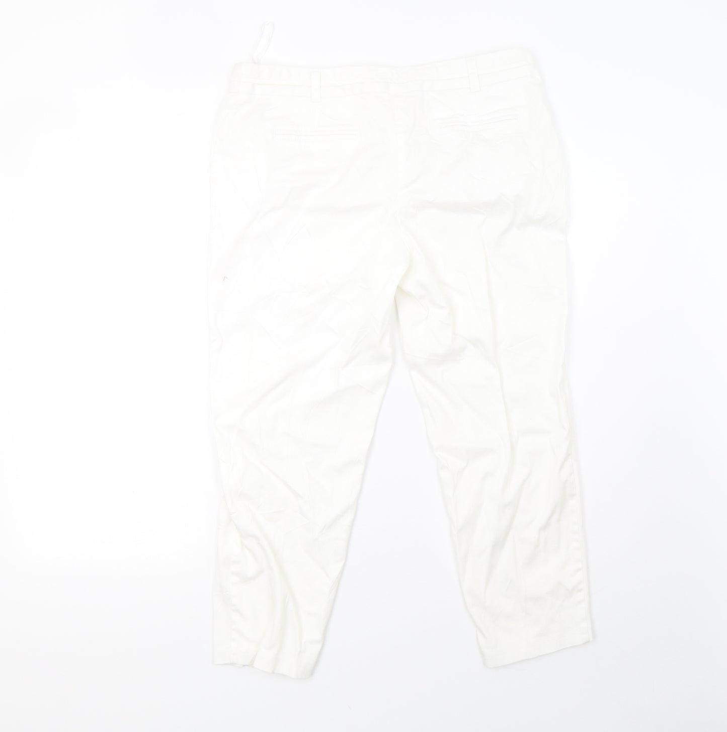 George Womens White   Cropped Trousers Size 12 L24 in
