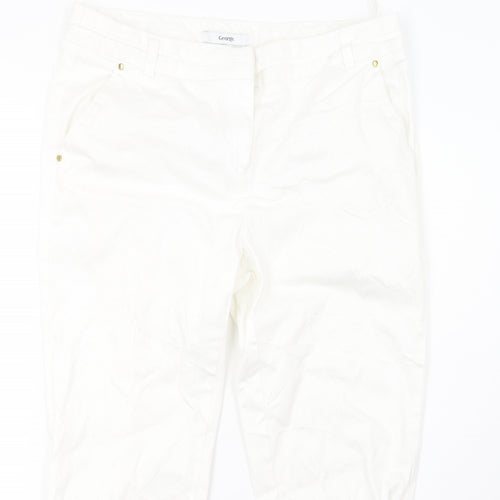 George Womens White   Cropped Trousers Size 12 L24 in