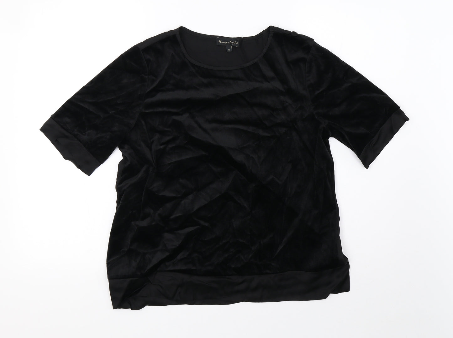 Phase Eight Womens Black  Velvet Basic T-Shirt Size 12