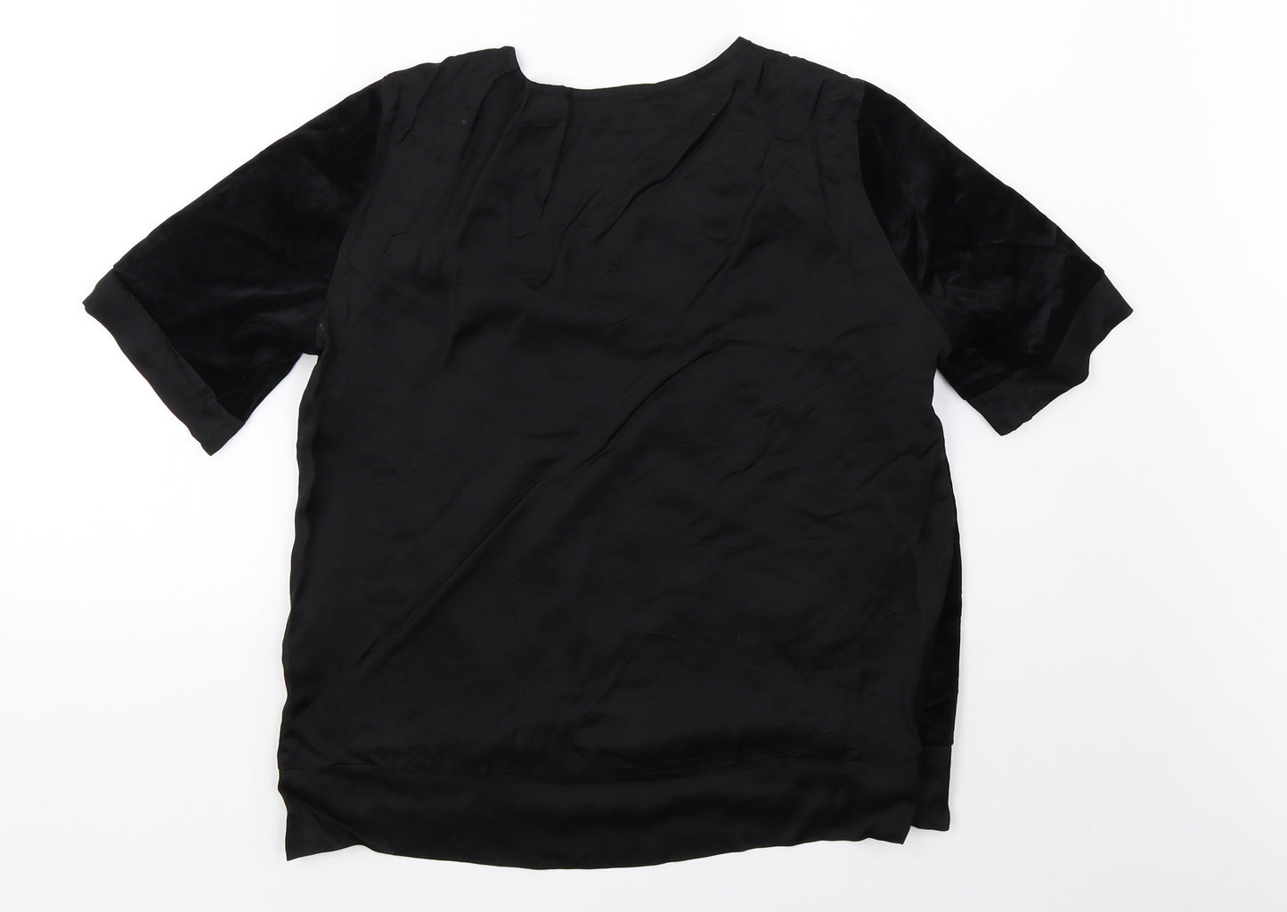 Phase Eight Womens Black  Velvet Basic T-Shirt Size 12