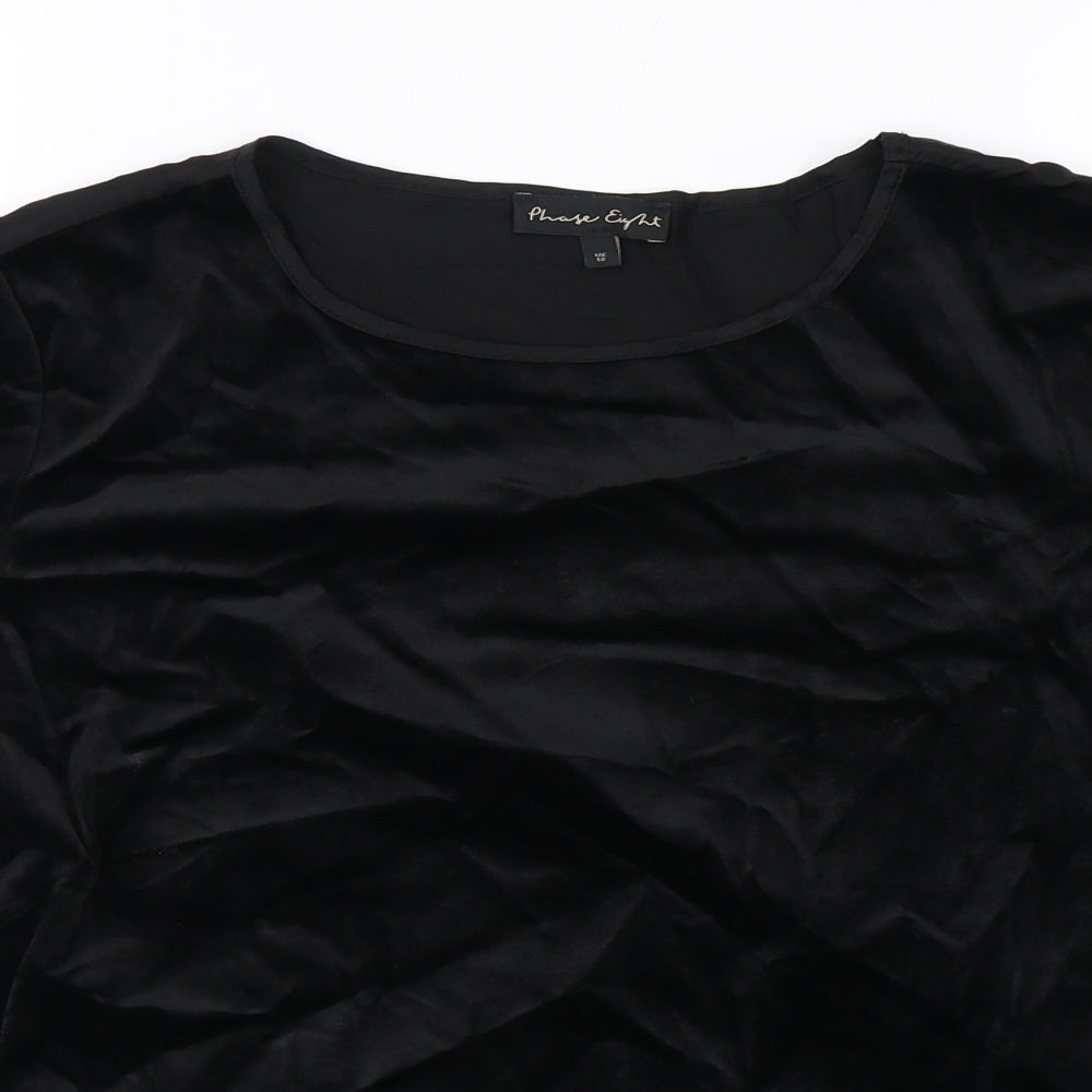 Phase Eight Womens Black  Velvet Basic T-Shirt Size 12