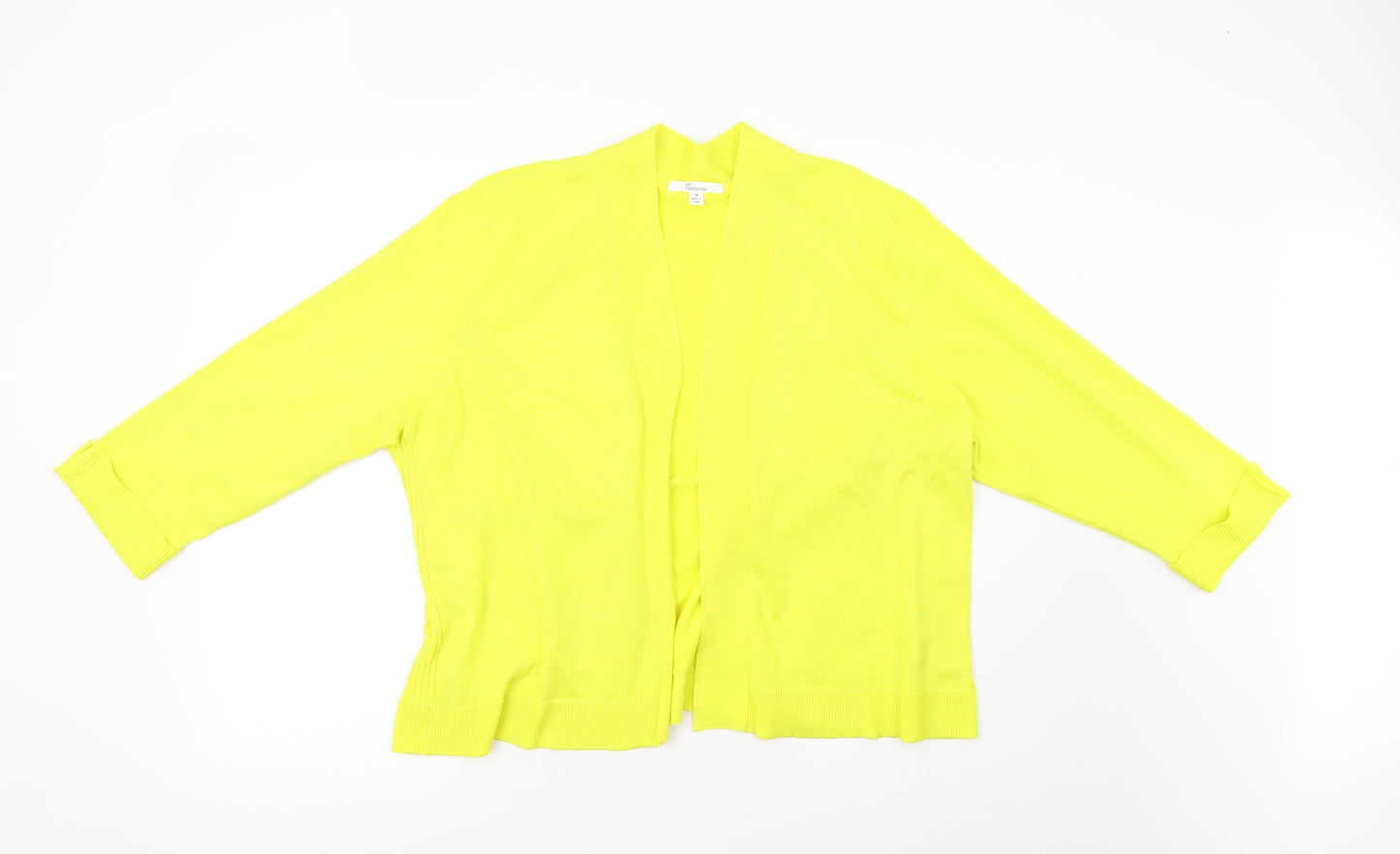 89th & Madison Womens Yellow  Knit Cardigan Jumper Size 14