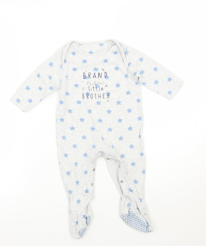 Mothercare Baby Grey Geometric Babygrow One-Piece Size 9-12 Months