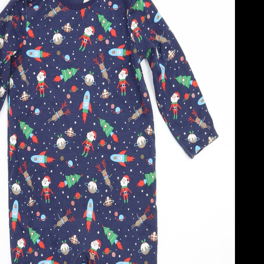 Mothercare Baby Blue Geometric  Babygrow One-Piece Size 12-18 Months  - christmas