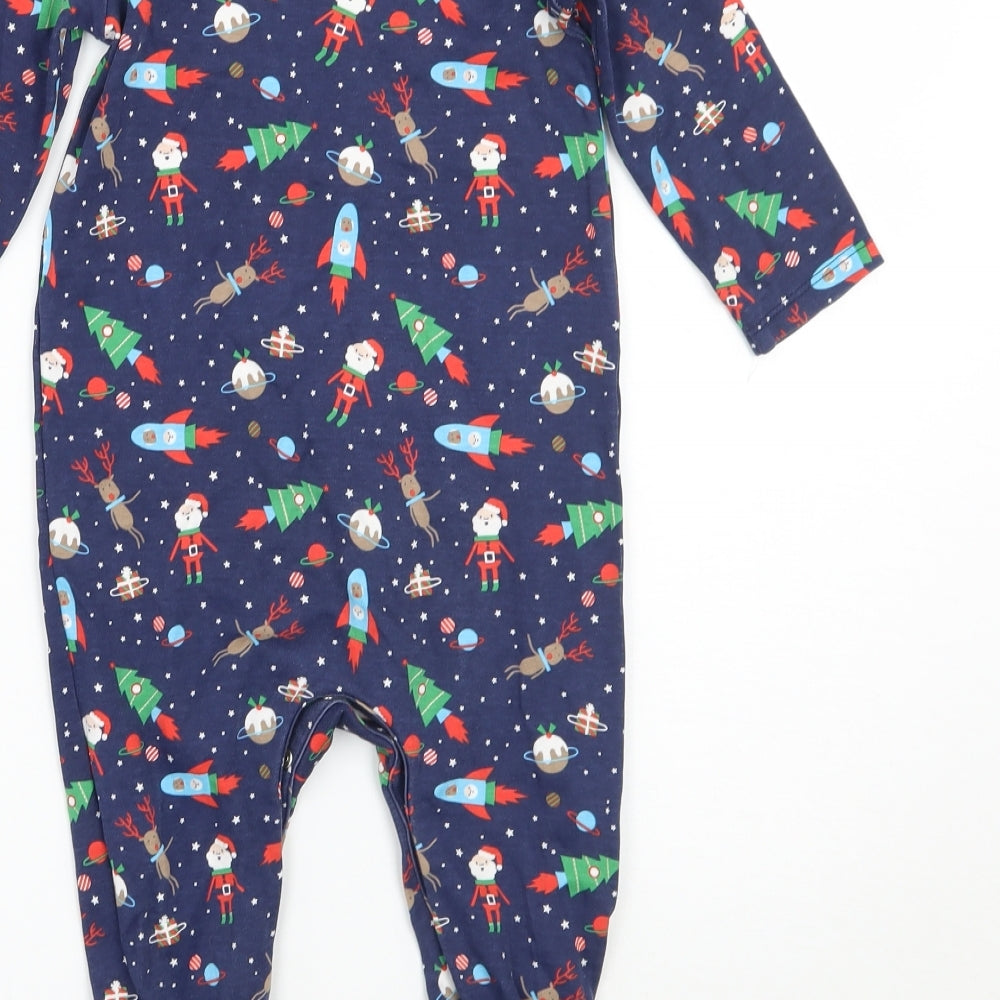 Mothercare Baby Blue Geometric  Babygrow One-Piece Size 12-18 Months  - christmas