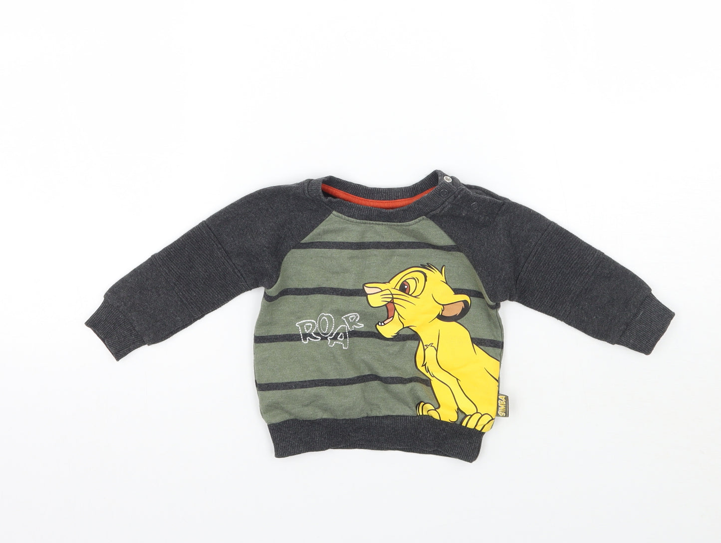 Primark Baby Green Striped  Pullover Jumper Size 3-6 Months  - The lion king