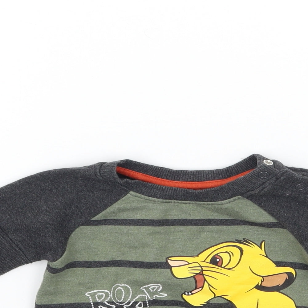 Primark Baby Green Striped  Pullover Jumper Size 3-6 Months  - The lion king