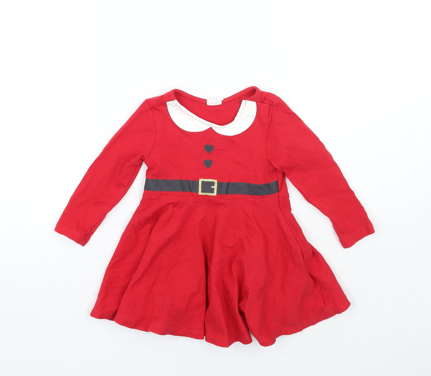 H&M Girls Red Geometric  A-Line  Size 6-9 Months  - Christmas