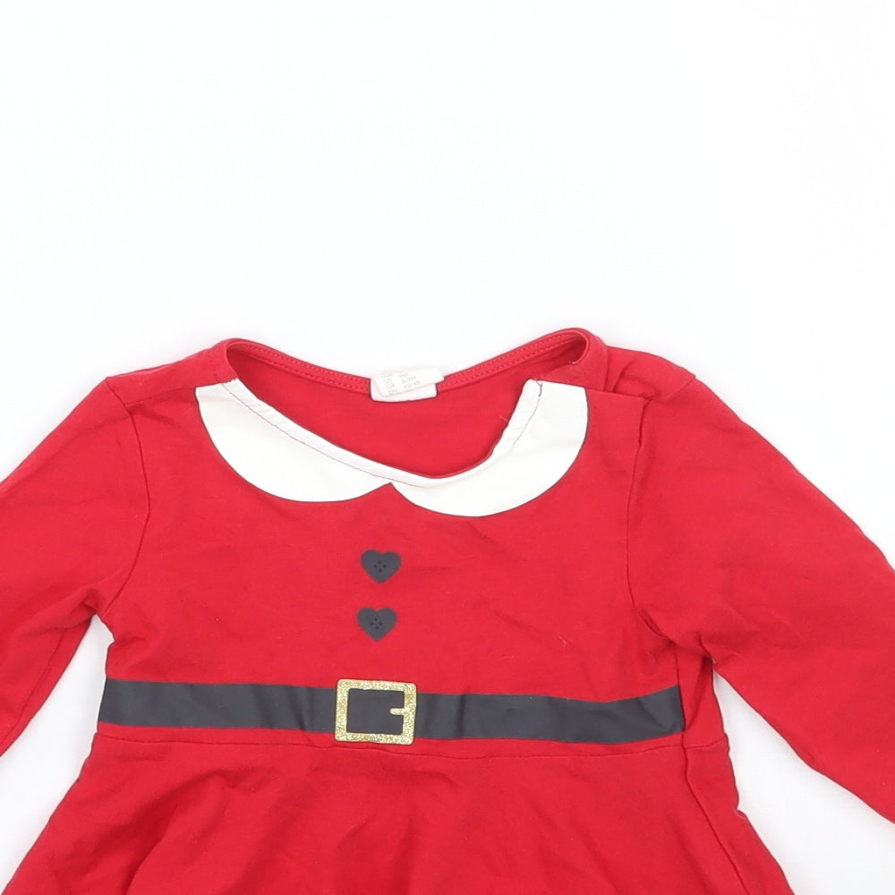 H&M Girls Red Geometric  A-Line  Size 6-9 Months  - Christmas