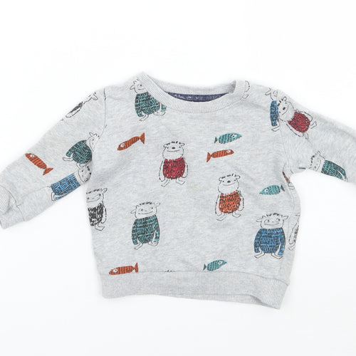 Marks and Spencer Baby Grey Geometric  Pullover Jumper Size 3-6 Months