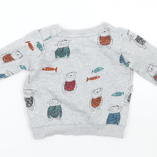 Marks and Spencer Baby Grey Geometric  Pullover Jumper Size 3-6 Months