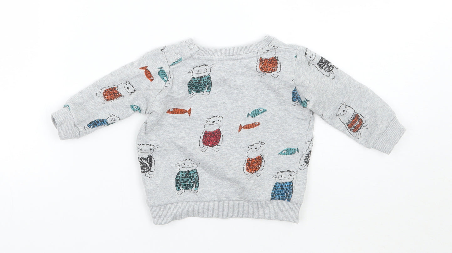 Marks and Spencer Baby Grey Geometric  Pullover Jumper Size 3-6 Months