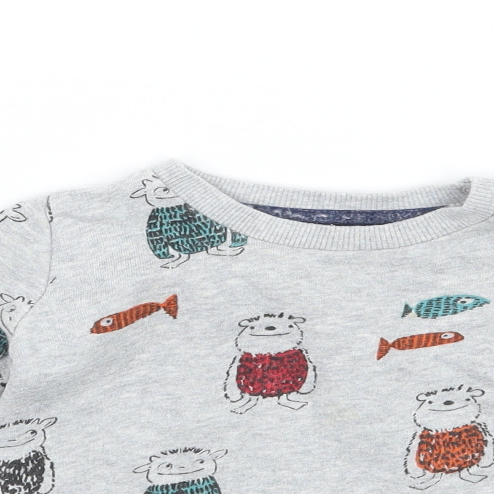 Marks and Spencer Baby Grey Geometric  Pullover Jumper Size 3-6 Months