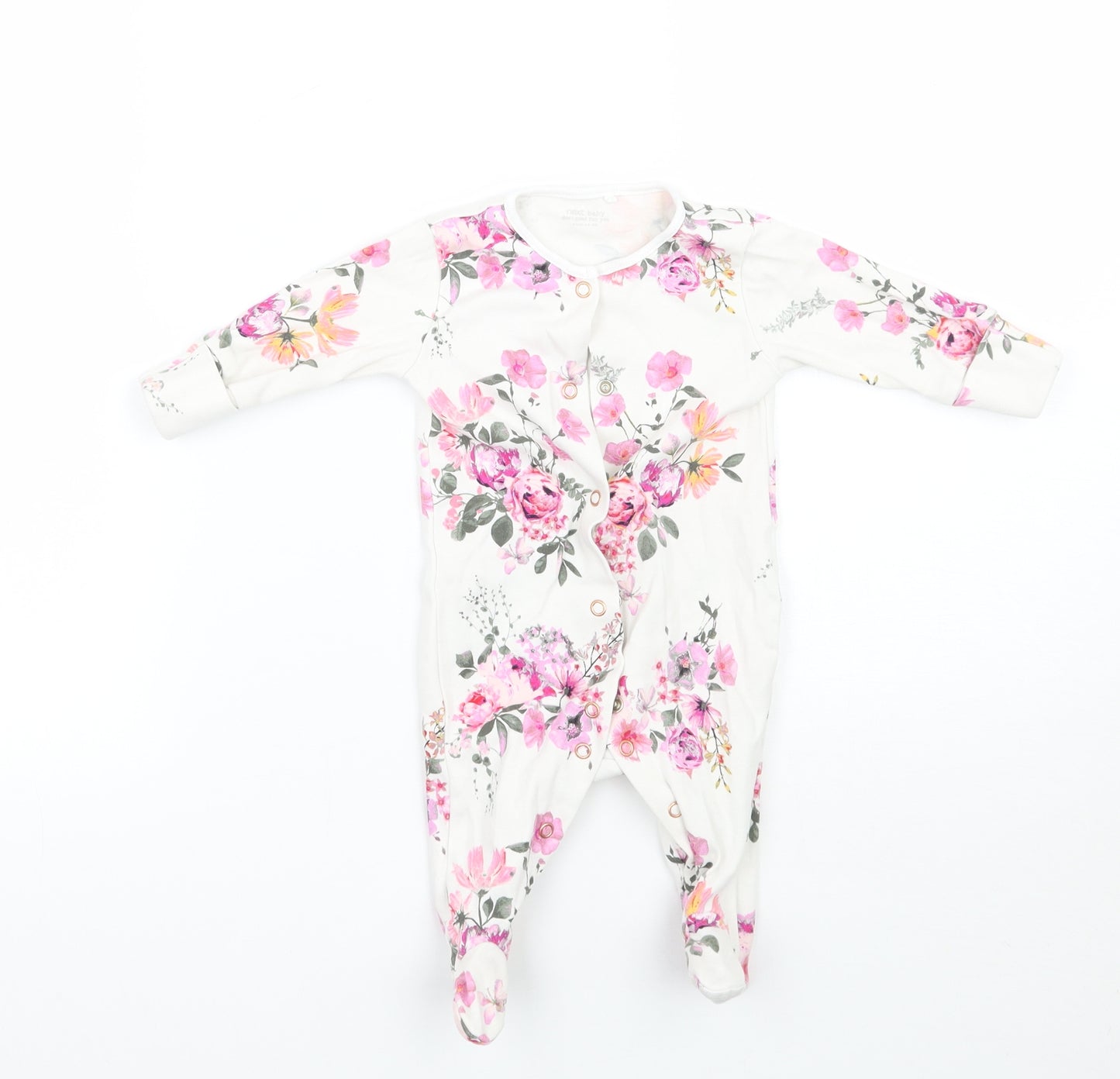 NEXT Girls White Floral  Babygrow One-Piece Size 0-3 Months