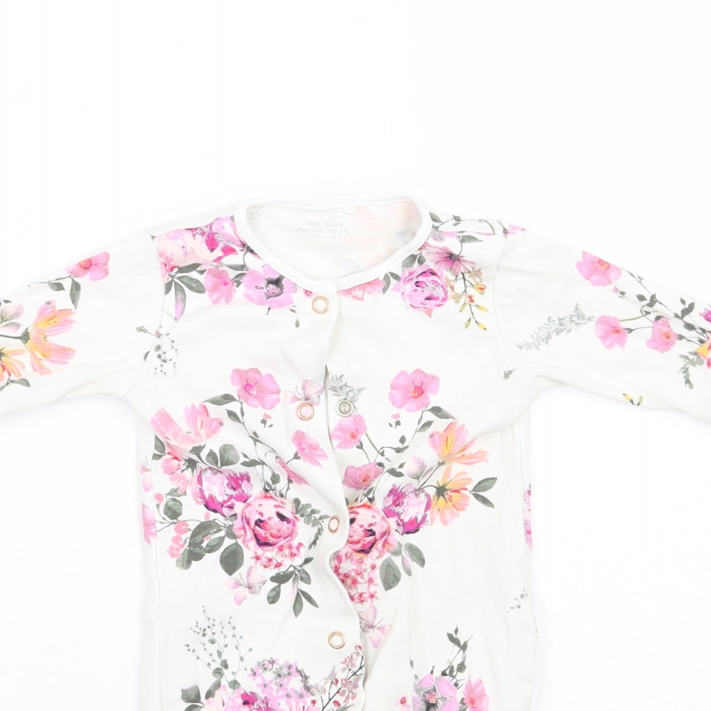 NEXT Girls White Floral  Babygrow One-Piece Size 0-3 Months