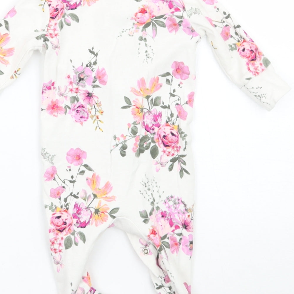 NEXT Girls White Floral  Babygrow One-Piece Size 0-3 Months