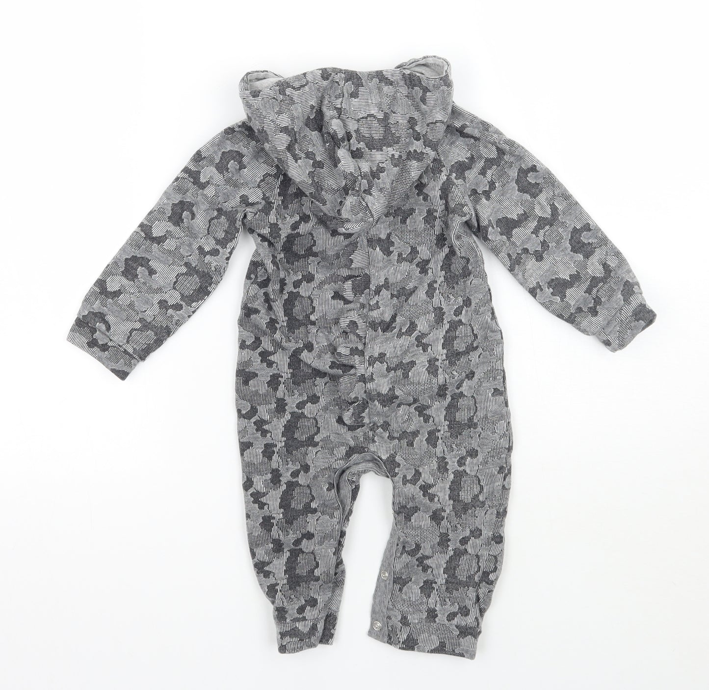 George Baby Grey Camouflage  Babygrow One-Piece Size 9-12 Months
