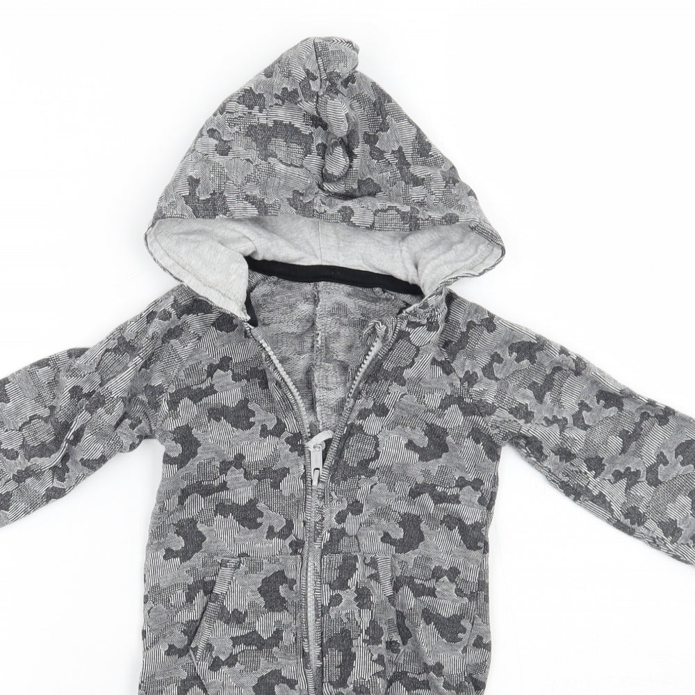 George Baby Grey Camouflage  Babygrow One-Piece Size 9-12 Months