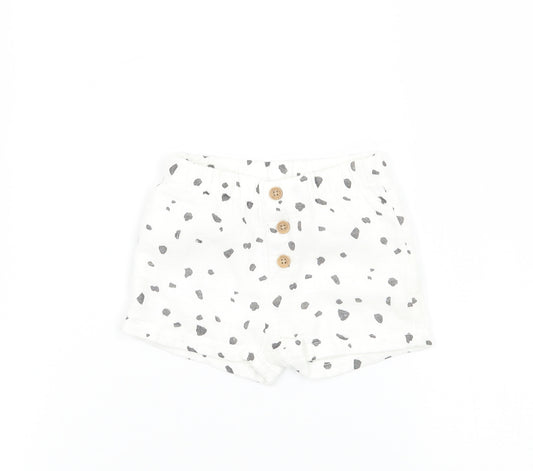 Front view of Marks & Spencer Baby White Geometric Cropped Trousers Size Newborn
