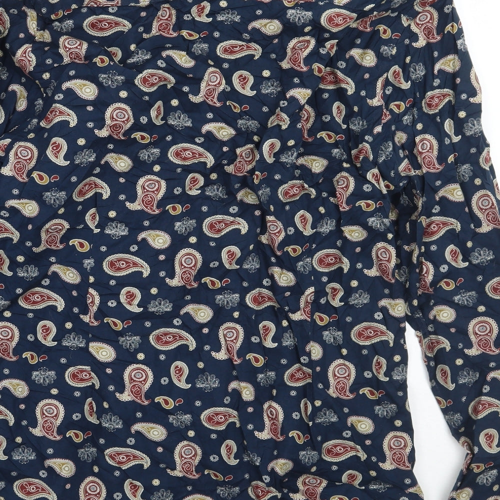 Merc London Mens Blue Paisley   Button-Up Size M