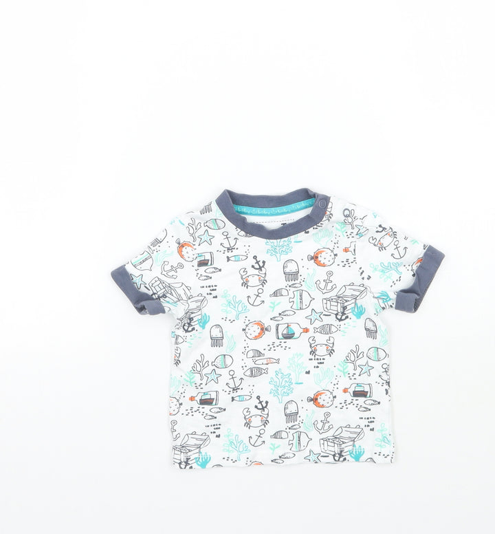 TU Baby White Geometric Basic T-Shirt Size 3-6 Months