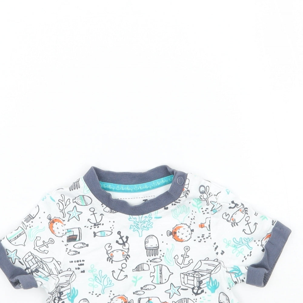 TU Baby White Geometric  Basic T-Shirt Size 3-6 Months