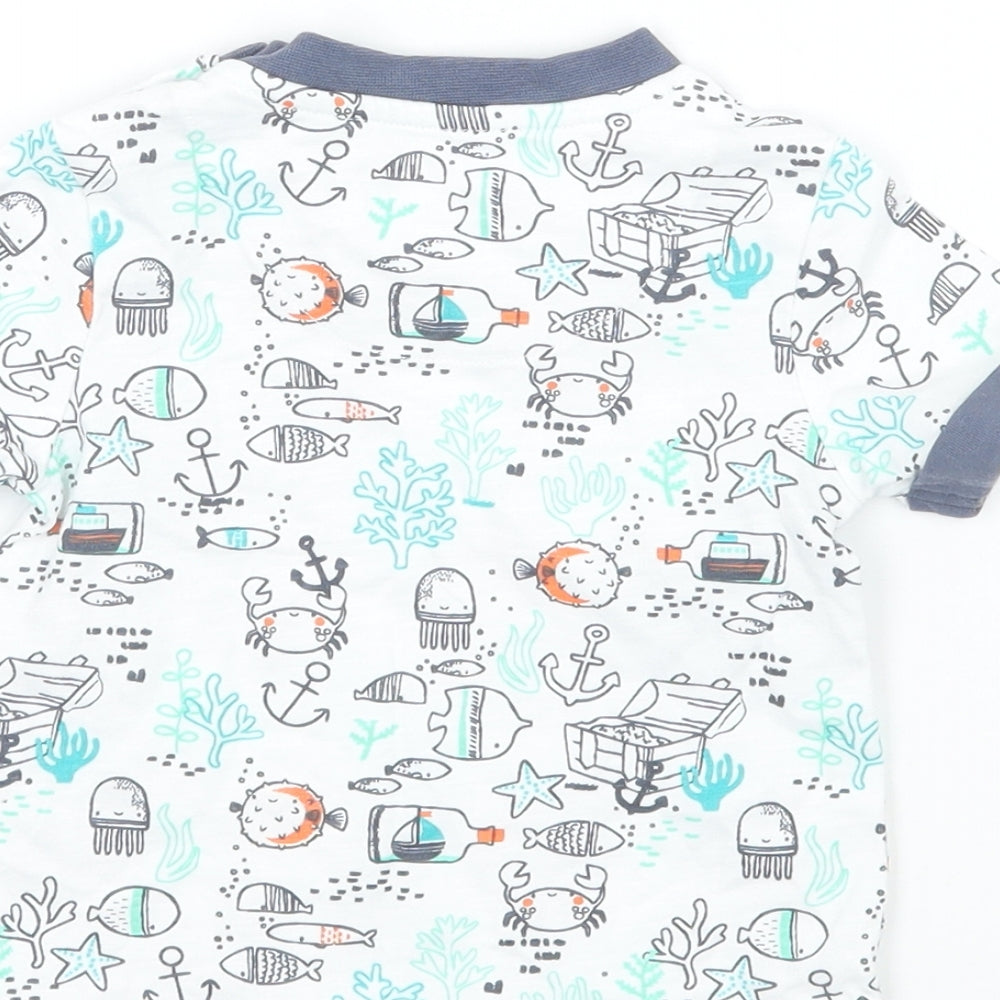 TU Baby White Geometric  Basic T-Shirt Size 3-6 Months