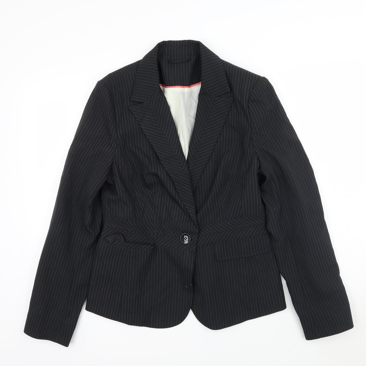 Newlook Womens Black Striped  Jacket Blazer Size 12