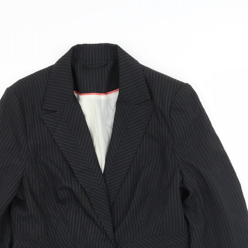 Newlook Womens Black Striped  Jacket Blazer Size 12