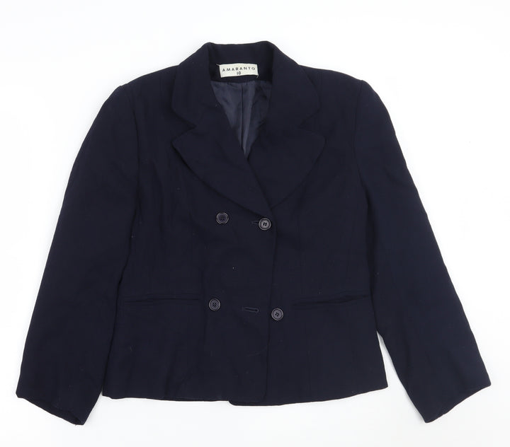 AMARANTO Womens Blue Jacket Blazer Size 10