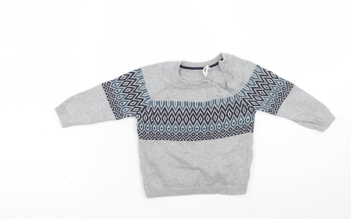 TU Baby Grey Geometric Pullover Jumper Size 3-6 Months