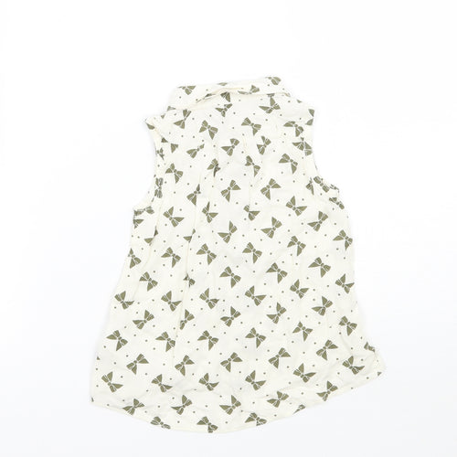 F&F Girls Ivory Geometric  Basic Button-Up Size 12-18 Months