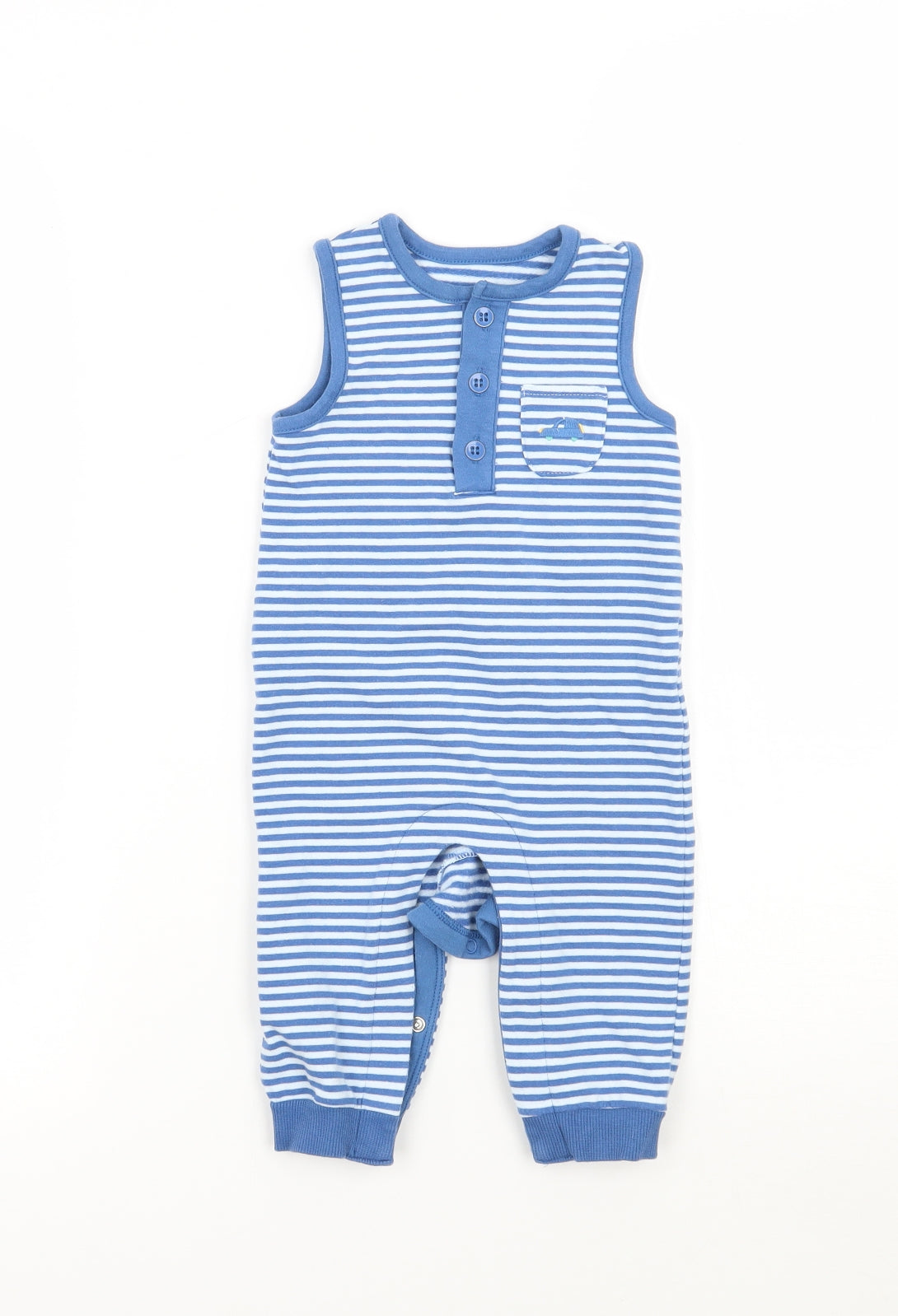 Marks and Spencer Baby Blue Striped  Babygrow One-Piece Size 6-9 Months