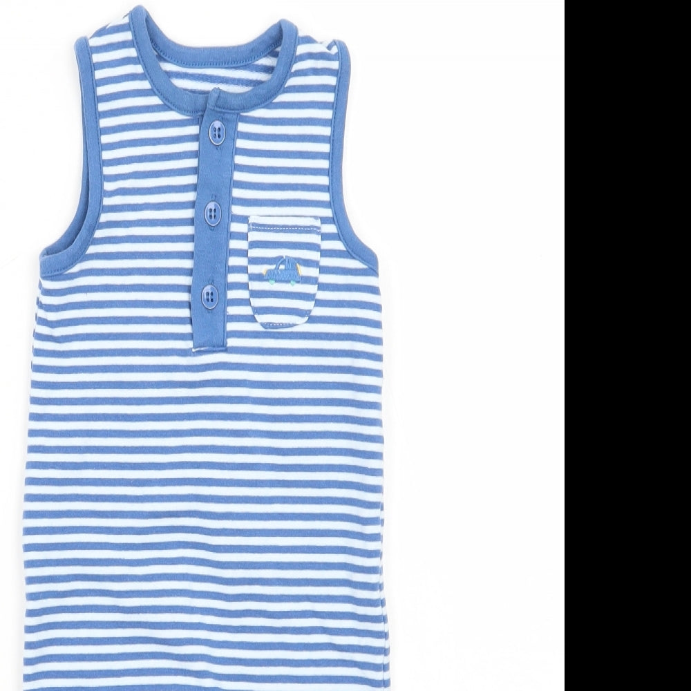 Marks and Spencer Baby Blue Striped  Babygrow One-Piece Size 6-9 Months