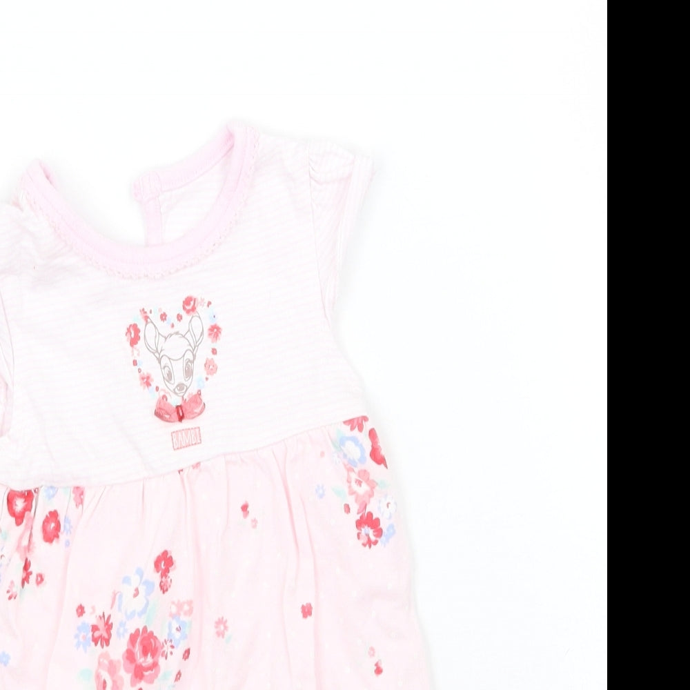 George Girls Pink Floral  Babygrow One-Piece Size 0-3 Months  - Bambi
