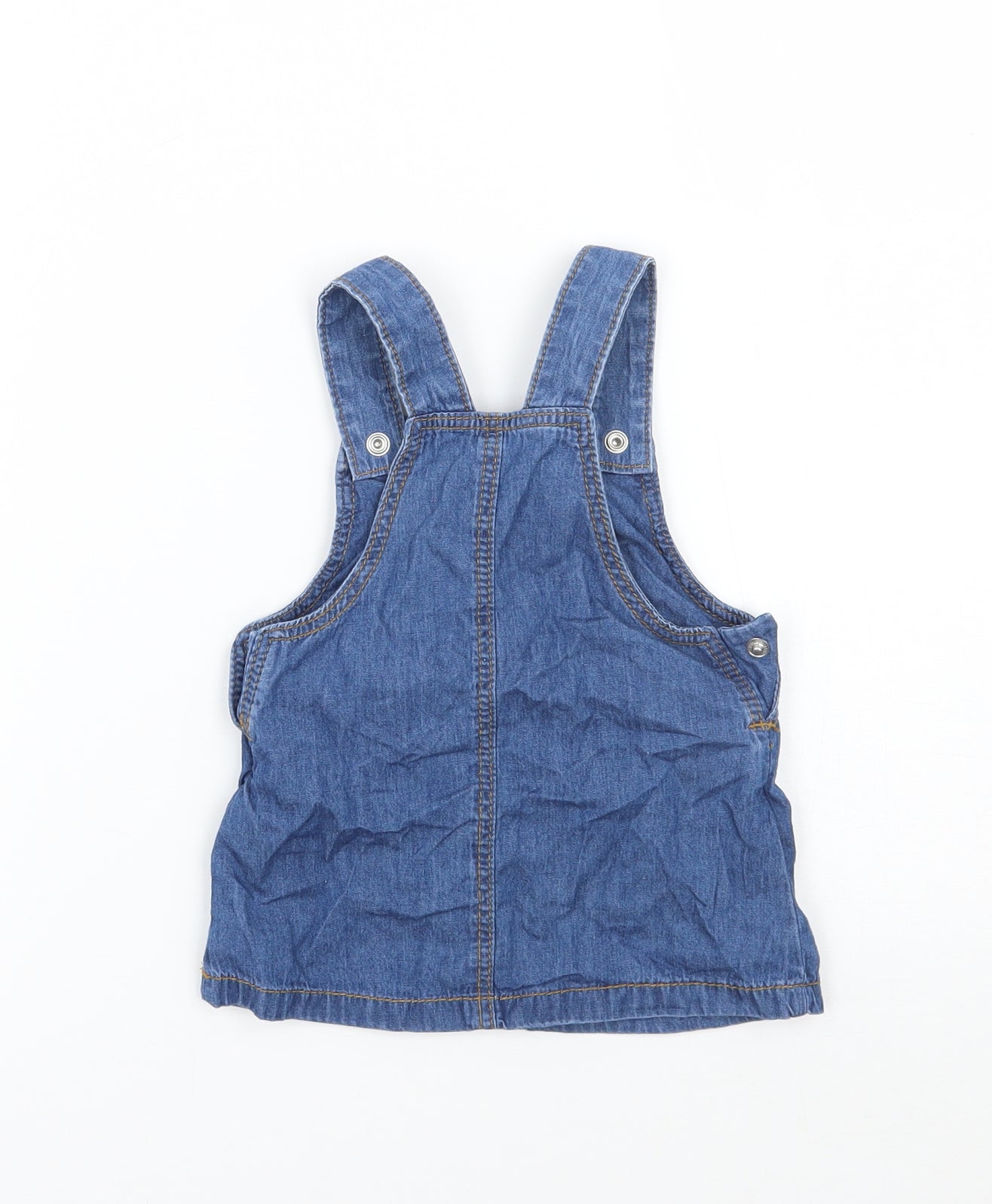 Fred & flo Girls Blue   Pinafore/Dungaree Dress  Size 3-6 Months