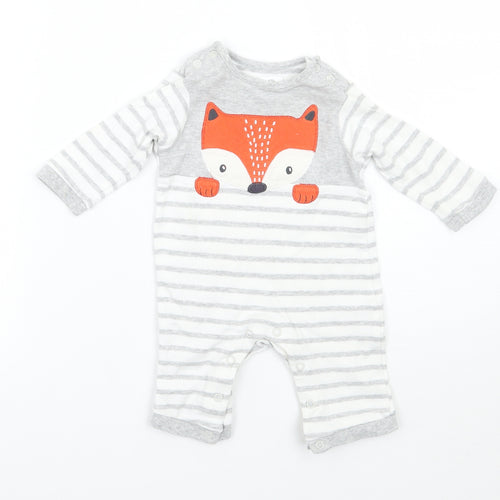 John Lewis Baby Grey Striped  Babygrow One-Piece Size 0-3 Months