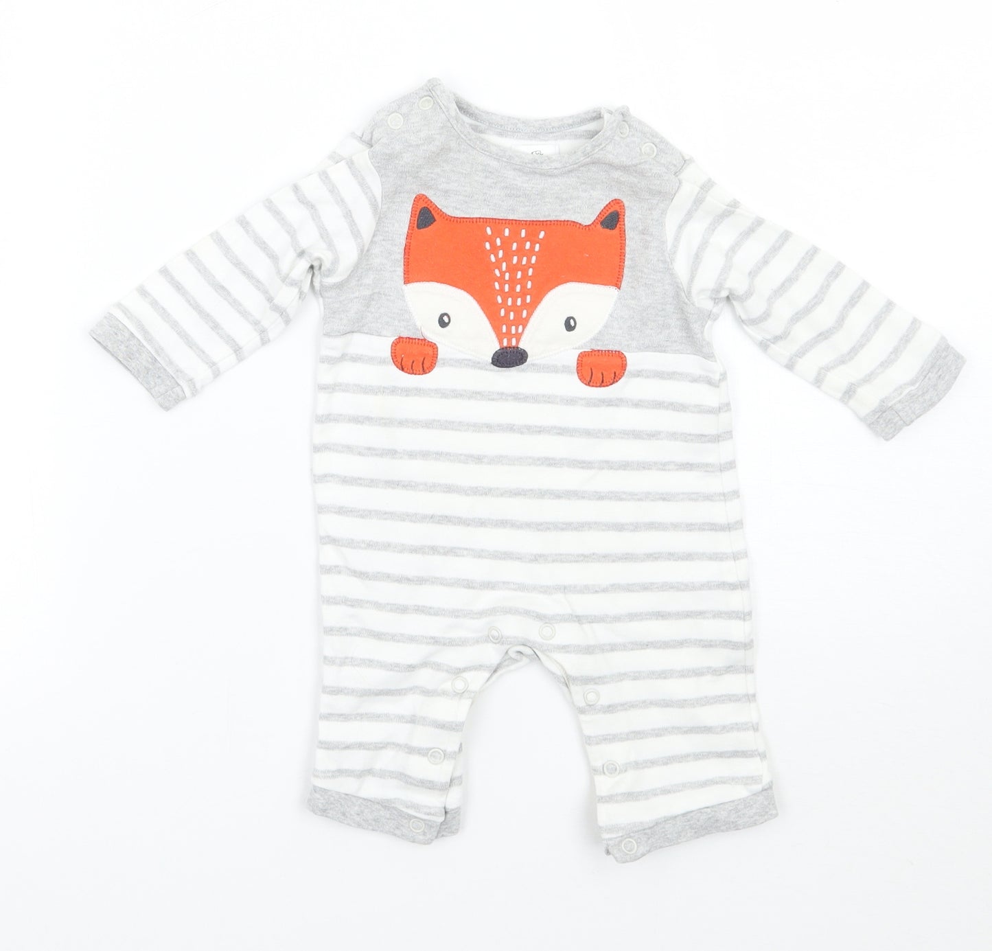 John Lewis Baby Grey Striped  Babygrow One-Piece Size 0-3 Months