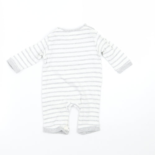 John Lewis Baby Grey Striped  Babygrow One-Piece Size 0-3 Months