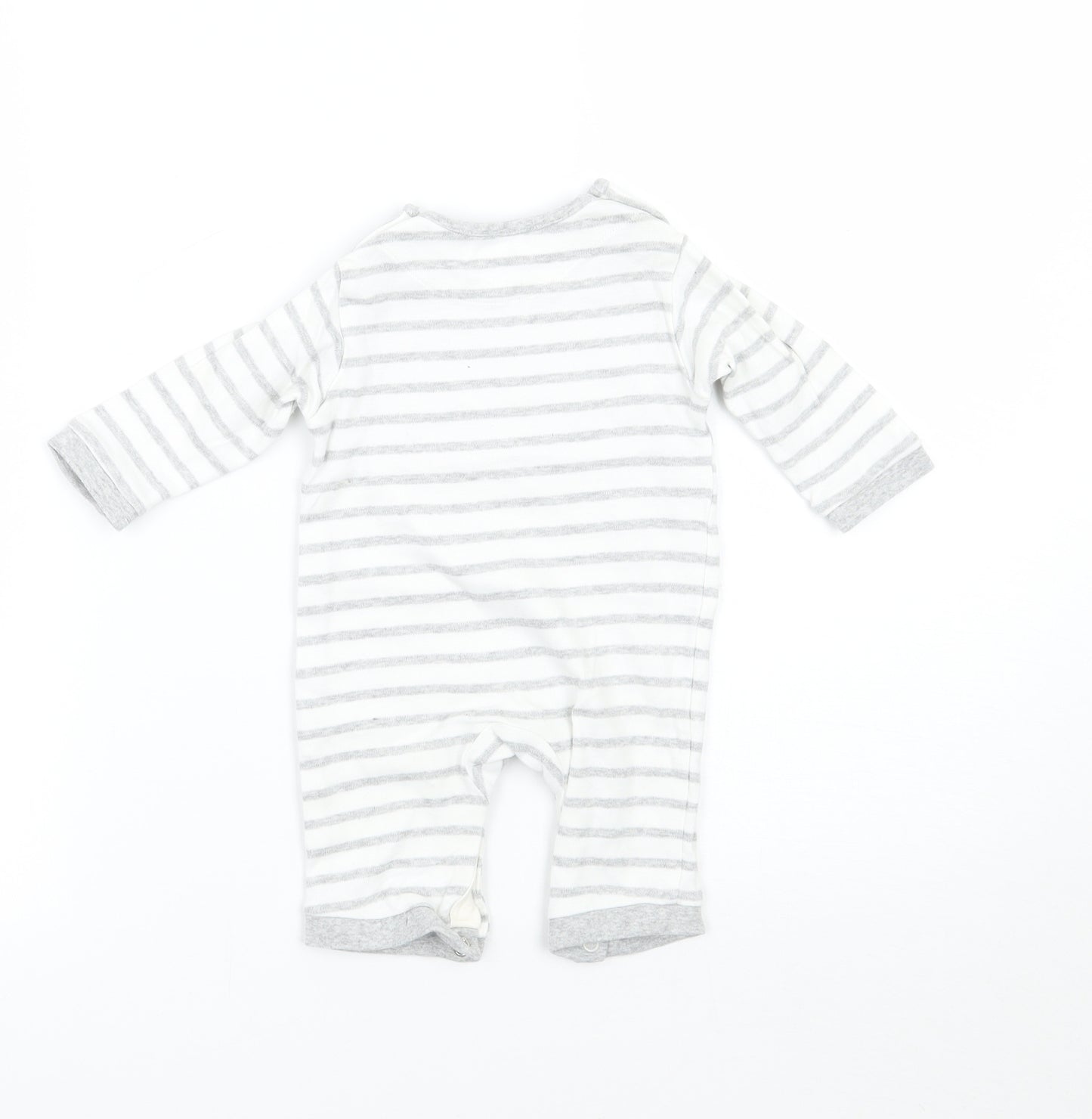 John Lewis Baby Grey Striped  Babygrow One-Piece Size 0-3 Months