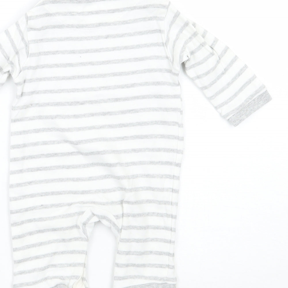 John Lewis Baby Grey Striped  Babygrow One-Piece Size 0-3 Months