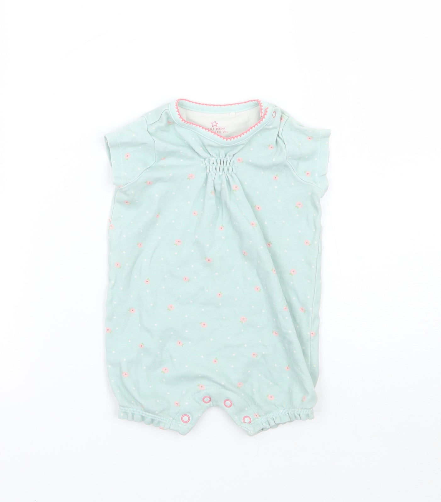 NEXT Girls Green Floral  Babygrow One-Piece Size 3-6 Months